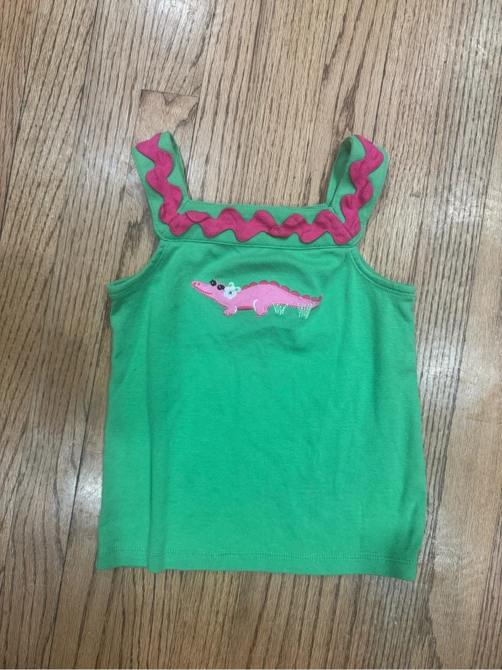 Gymboree Green and Pink Croc Tank with Striped Skirt Summer Set Size 6